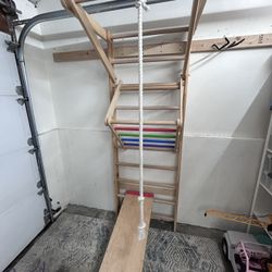 Kids Climbing Apparatus With Slide, Rope, Rings, Swing, And Ladder