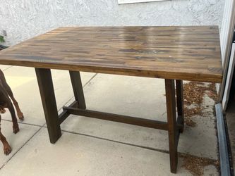 Rustic Wood Bar Height Dining Table