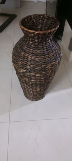 Wicker floor vase