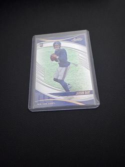 2025 Panini Absolute Jaxson Dart Rookie Card (#137) featuring the player in a New York Giants uniform.