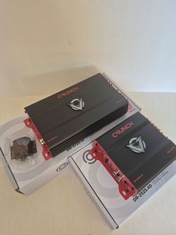 CRUNCH 2525 WATTS 4 CHANNEL BUILT IN CROSSOVER &. 3725 WATTS MONOBLOCK 1 OHM STABLE BUILT IN CROSSOVER WITH BASS CONTROL CAR AMPLIFIER