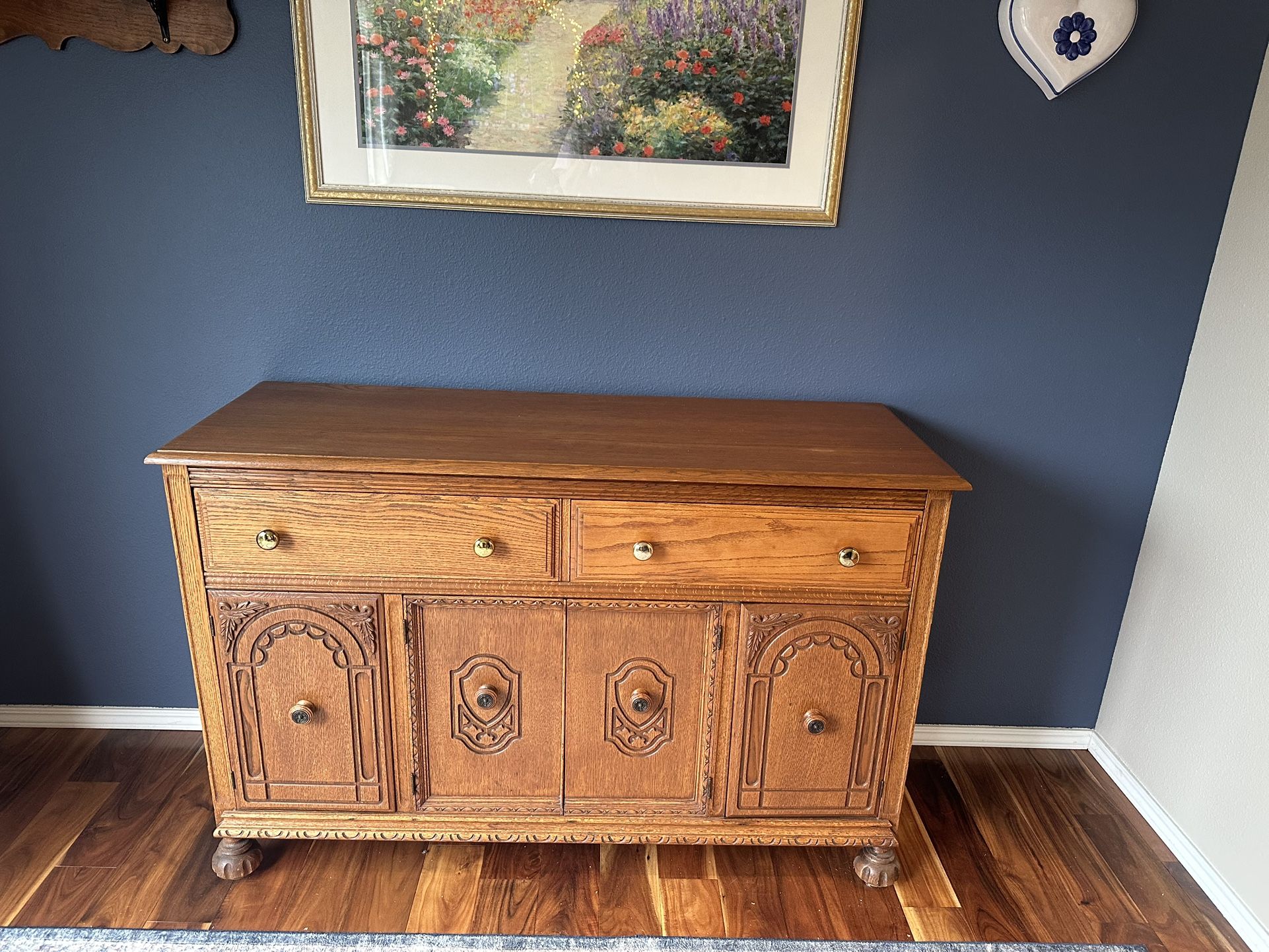 Antique Buffet, Dining Table And Chairs