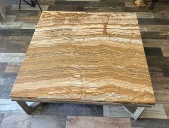 Vintage Italian Onyx Cocktail Table – Massive Center-Cut Stone Top –