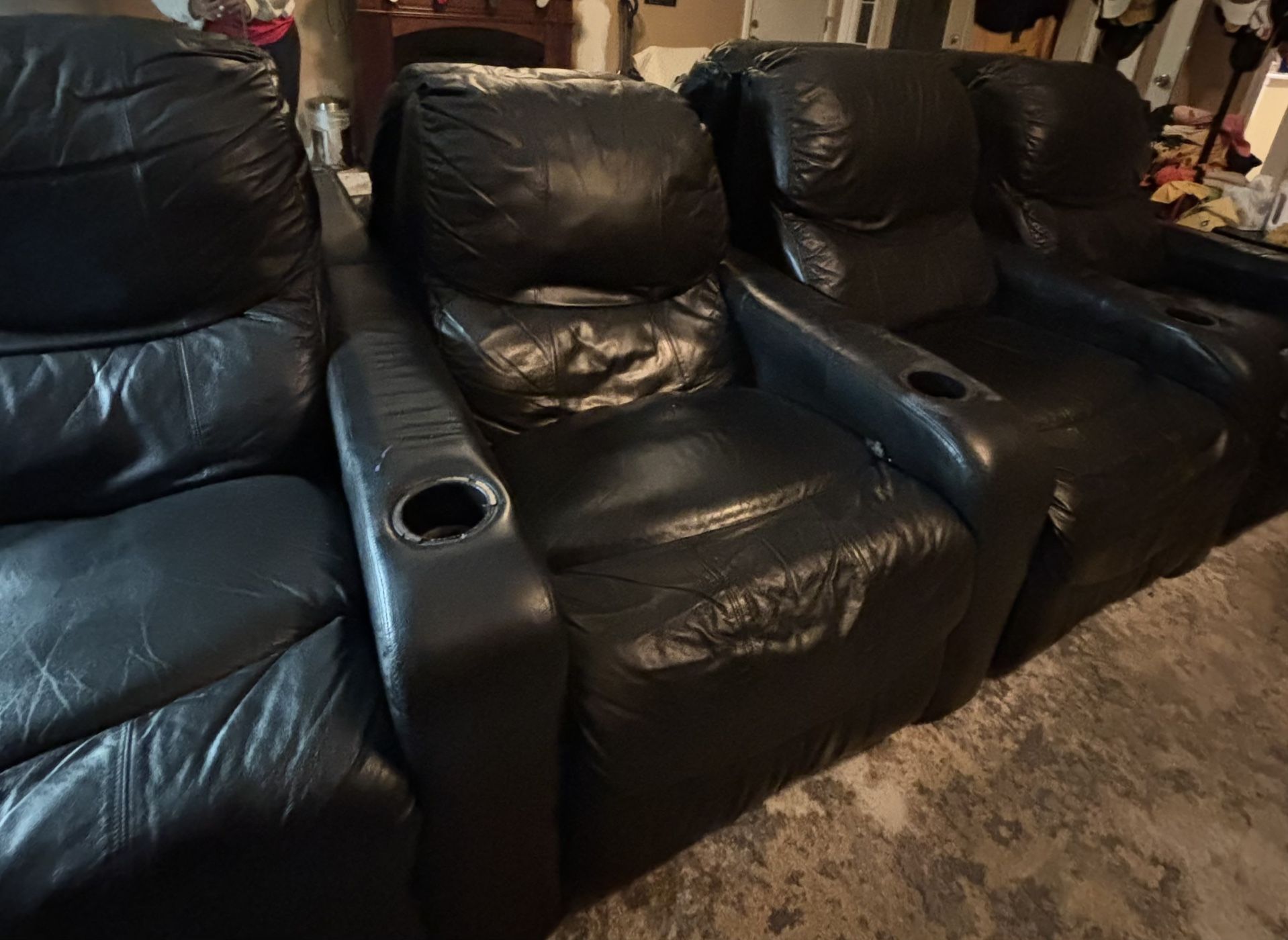 4 Seat Leather Stadium Chair Couch