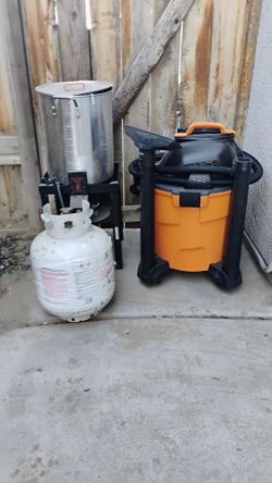 For Sale~100 g Fish Tank with accessories, Wet/Dry vacuum & Turkey Fryer with propane tank
