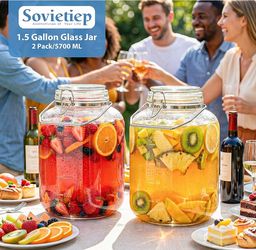 Sponsored   Visit the Store, Sovietiep Sovietiep Visit the Store 4.8 4.8 out of 5 stars (215) 1.5 Gallon/5700 ML Glass Jars With Airtight Lid, Wide Mo