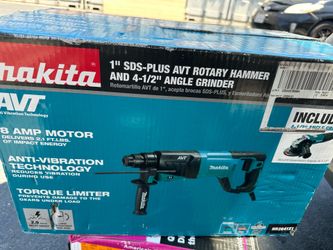 Makita Corded HR2641X1 1" AVT Rotary Hammer & 4-1/2" Angle Grinder Kit NEW