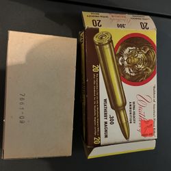 Vintage EMPTY 300 Weatherby tiger art work brass boxes