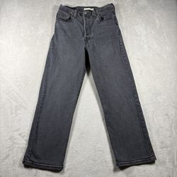 Levi's Ribcage Straight Ankle Jeans Women’s 26 Black High Rise Button Fly #931