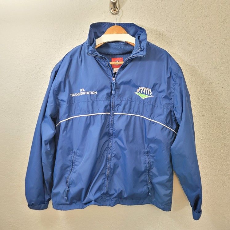 Super Bowl XLIII Jacket Mens NFL Transportation Full Zip Blue Windbreaker XL