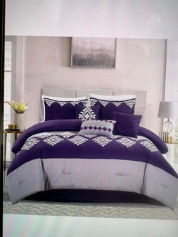 Purple Seven-Piece King Size Bed Set