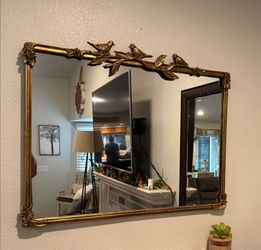 Gold Ornate Wall Mirror with Bird Detail