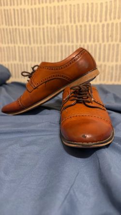 Men's Brown Leather Brogue Oxford Dress Shoes