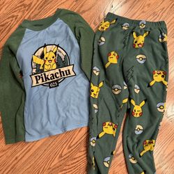 Pikachu Pokemon Boys Fleece PJs Size Small 6/7