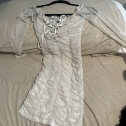 Fashion Nova White Ruffle Dress 