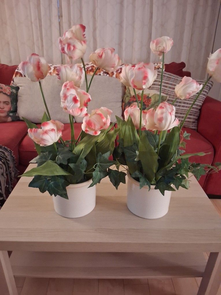 Artificial Flower Top Decor. Set of Two