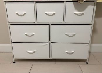 White 7-Drawer Fabric Storage Dresser