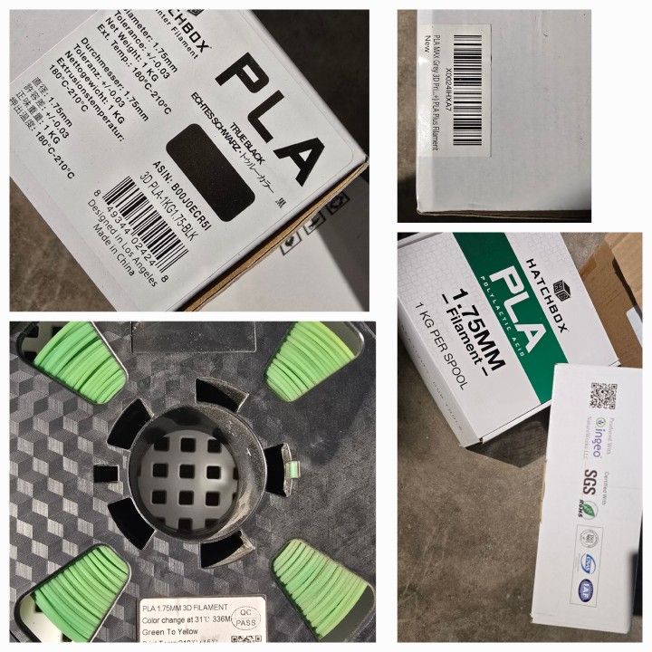 3D printer Filament (Green, Grey, True Black) 1.75
