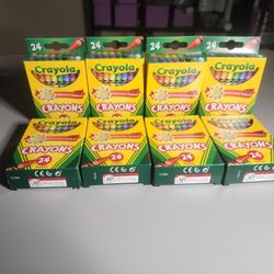 Lot of 8 Crayola Crayons, Assorted Classic Colors, 24 Count