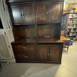 Wooden secretary, desk file cabinet