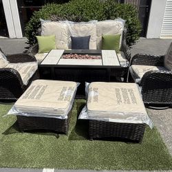 Brand New Outdoor Patio Furniture Set With Fire Pit Table 