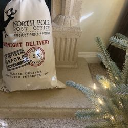 Christmas Santa Sacks, North Pole Post Office NEW. White 26.5” by 19.5”