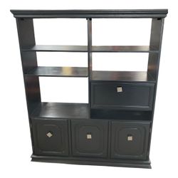 Black Entertainment Center Media Storage Cabinet Display 73”
