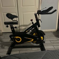 [Costway]-Exercise Bike Fixed Belt Drive Indoor Bicycle with Heart Rate Monitor