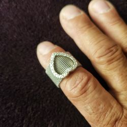 Vintage 90'S Silver 925 Mesh Heart Ring Size 8