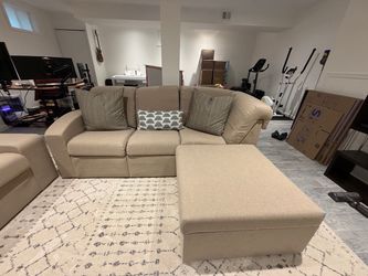 3-Piece Modular Storage Sofa Set w/ Ottoman & Armchair