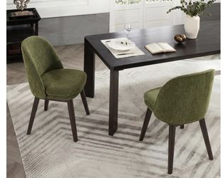 Wooden Dining Chairs Set of 2, Fabric Upholstered Modern Dining Room Chairs with Double-Layer Thick Seat Cushion & Ergonomic Backrest for Restaurant, 