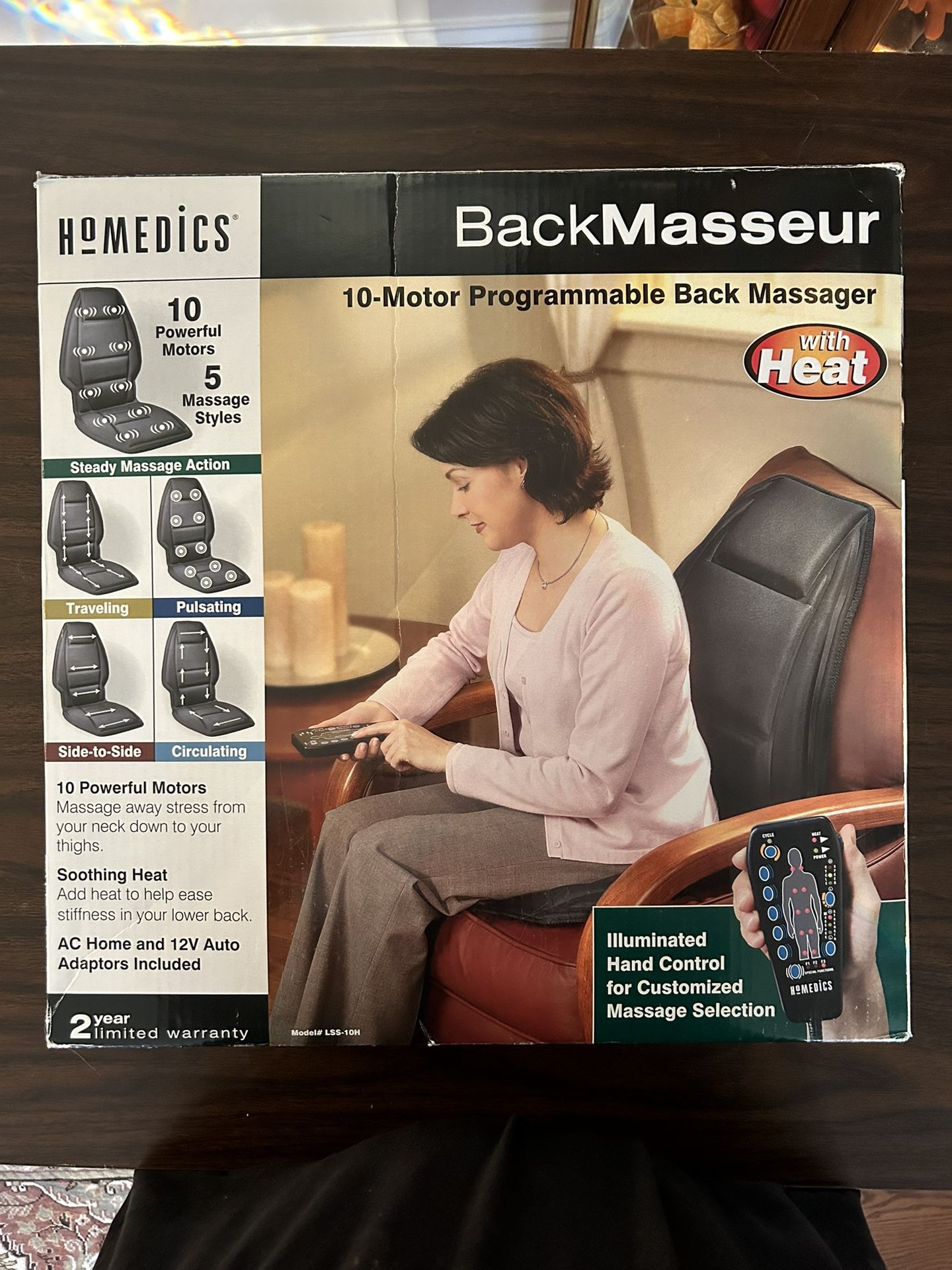 HOMEDICS Back MASSEUR 10 Motor Seat Massager With Heat Model Lss – 10H