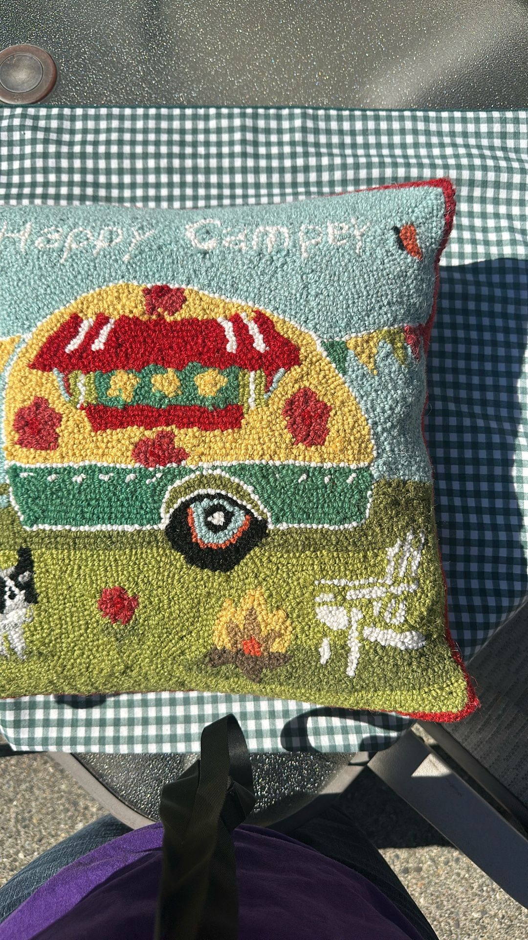 “Happy Camper” Pillow, 17” Square