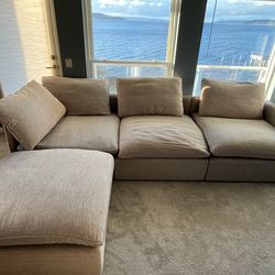 CB2 Crate & Barrel Linen Cloud Sectional Sofa