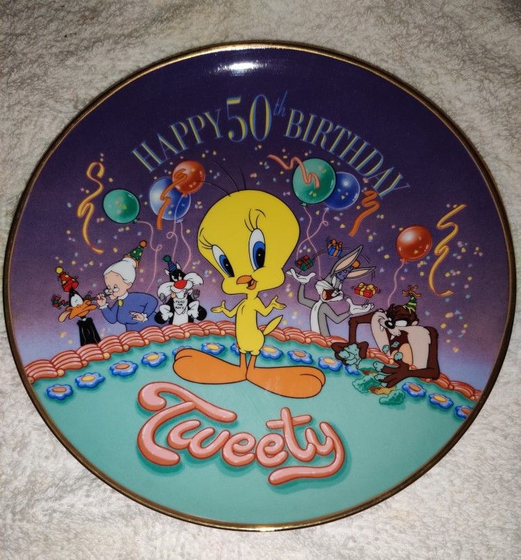 Happy 50th Birthday Tweety Limited Edition Plate & Certificate 1993