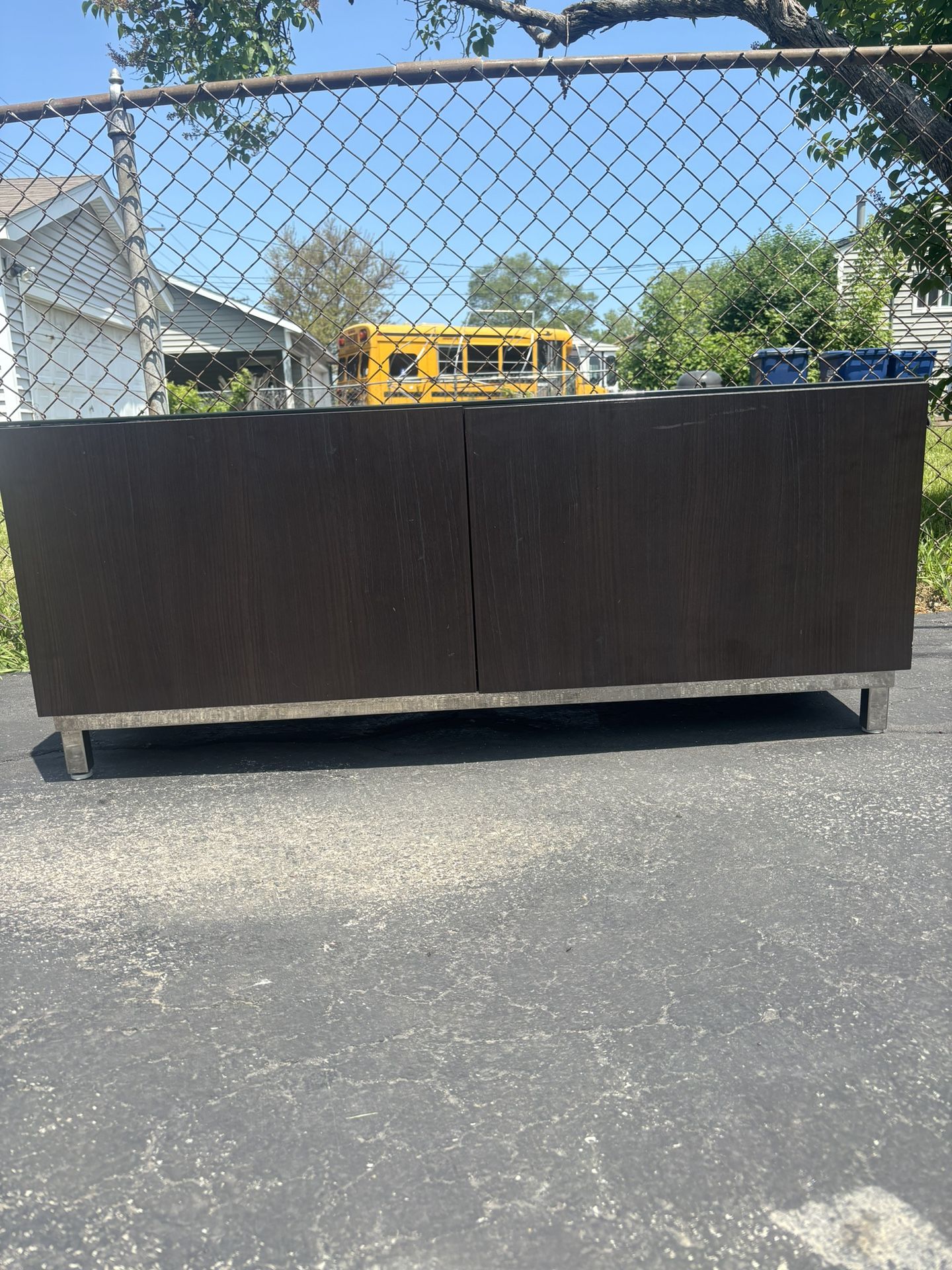 Modern TV Stand / Media Console – Dark Wood with Glossy Top