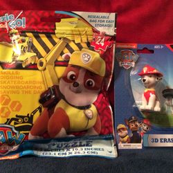 Paw Patrol Puzzle & 3-D Eraser NEW