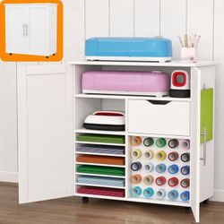 Craft Organization and Storage Cart Compatible with Cricut Machines Rolling Craft Table Organizer Cabinet