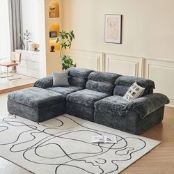 115.7" L Shaped Modular Sectional Sofa with Ottoman, Cloud Boneless Couch, Upholstered Sofa in a Box, Flexible Module Combination for Living Room, No 