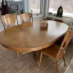 Kitchen Oak Table With 4 Chairs