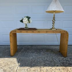 Vintage Rattan bamboo waterfall console table 