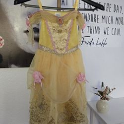 Disney Golden Princess Belle Costume with Pink Details Size XS(4)