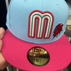 New Blue/Pink Mexico Red Rose Fitted