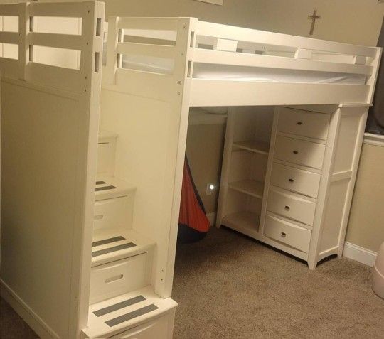 Canyon Furniture Company Twin White Loft Bed with DeskÂ