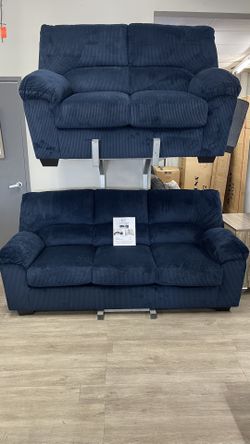 Sofa And Loveseat In Navy Blue