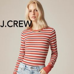 (NEW) WOMEN’S J.CREW POPPY MULTICOLOR CAROLYN FITTED CREWNECK SWEATER IN STRIPED MERINO WOOL - SIZE: SMALL