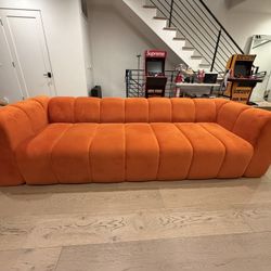 Orange Suede Couch 