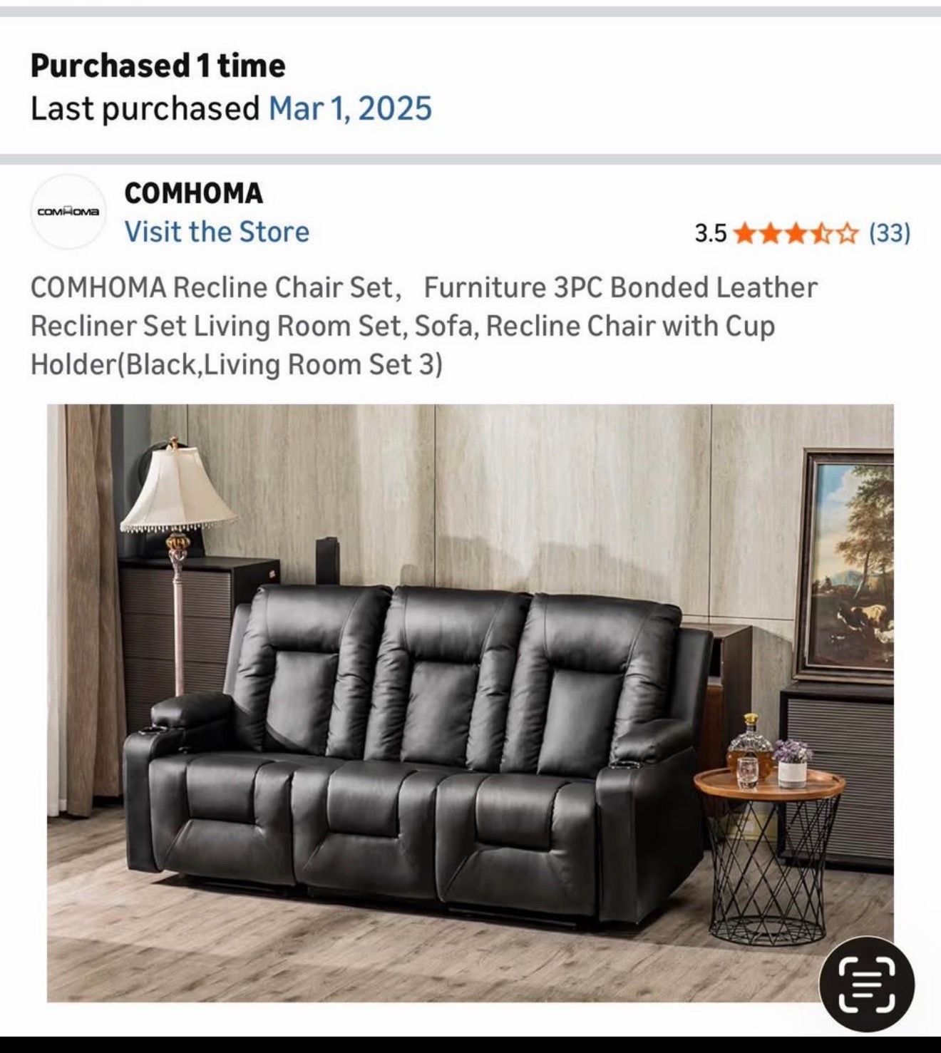 Manual recliner sofa