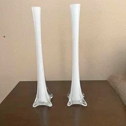 White Glass Eiffel Tower Vase 16" (20) total