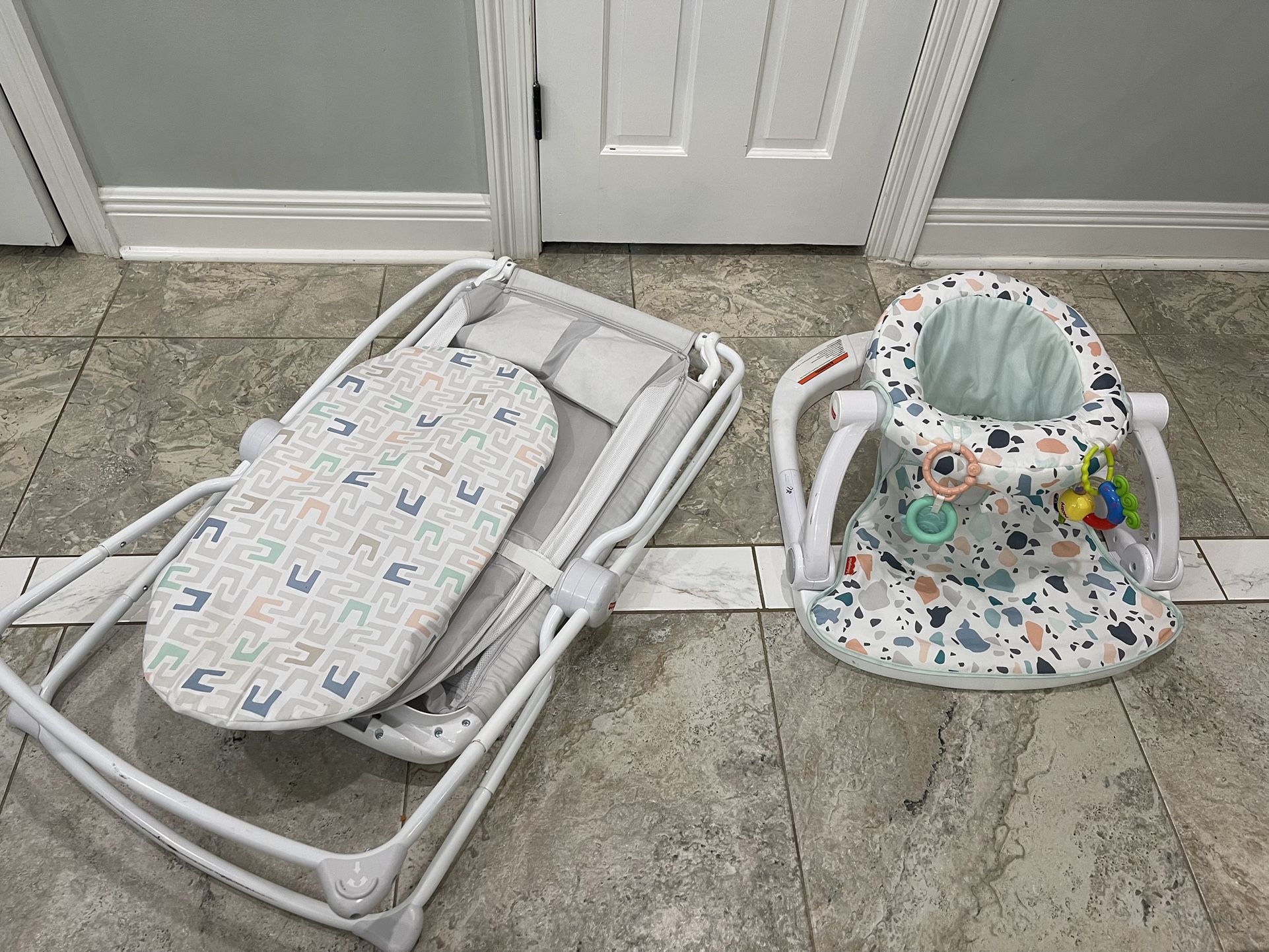 Fisher price baby item both good condition  c Crib and chair